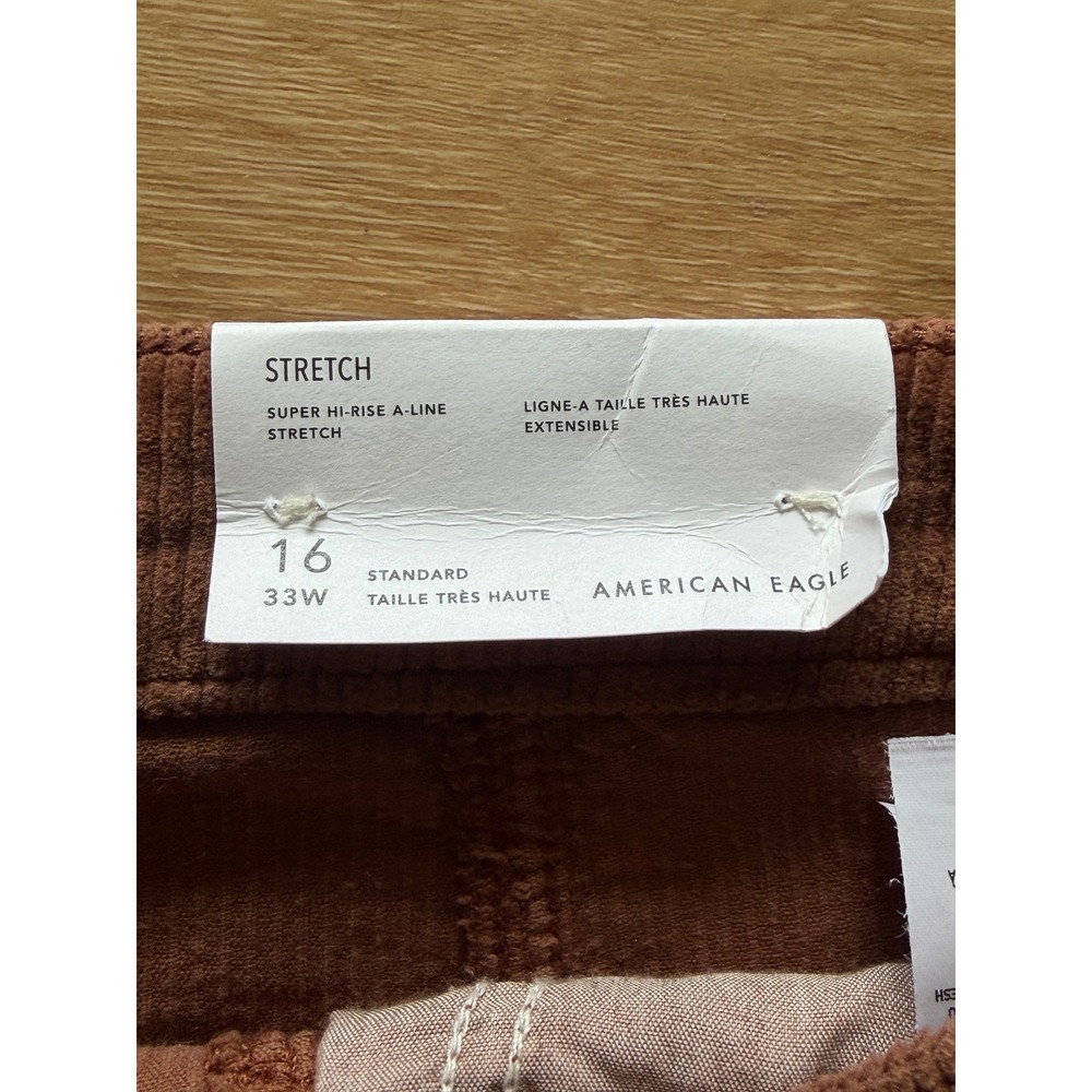 Brown Corduroy Mini Skirt Super Hi-Rise A-Line Button Front‎ 16 90s Inspired - Picture 2 of 6